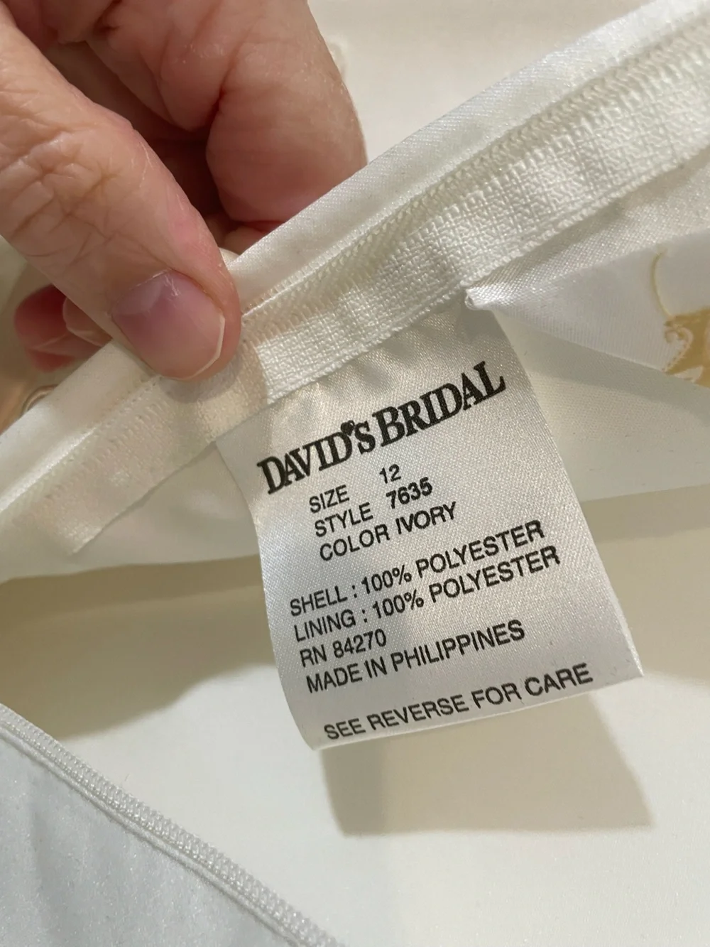 David’s Bridal Ivory Satin Flower Girl/Communion Dress Size 12 wedding - Picture 5 of 5